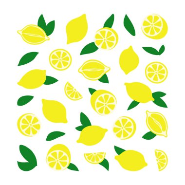 Bright Yellow Lemon and Leaf Seamless Pattern