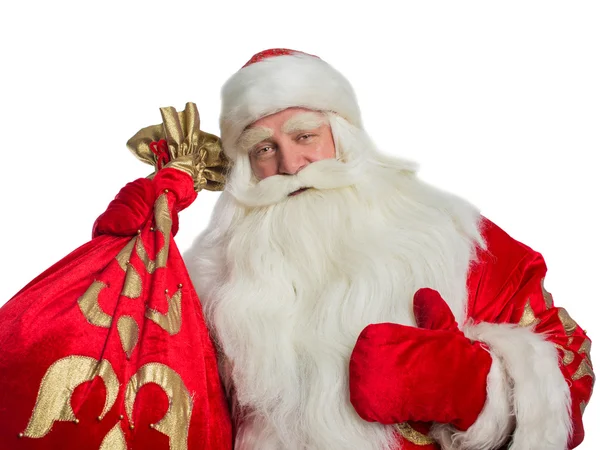 Santa Claus y su bolsa de regalos —  Fotos de Stock