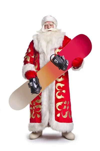 Santa is proud of his snowboard — Stock Photo, Image