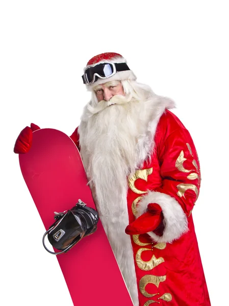 Papai Noel está orgulhoso de seu snowboard — Fotografia de Stock