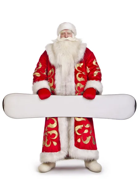 Santa is keeping on his snowboard — Stock Photo, Image