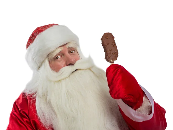 산타 클로스와 그의 아이스크림 — 스톡 사진