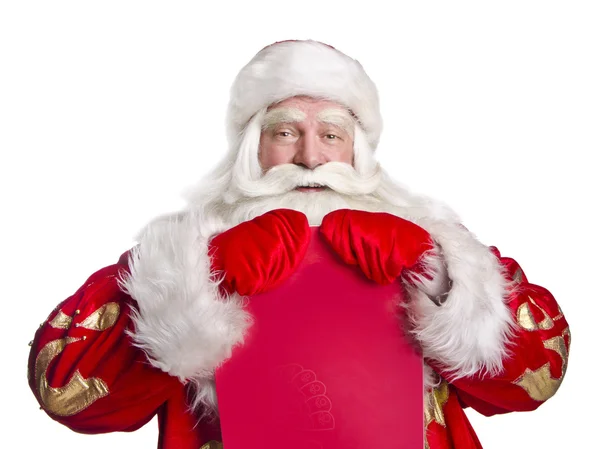 Santa Claus is omarmen de snowboard — Stockfoto