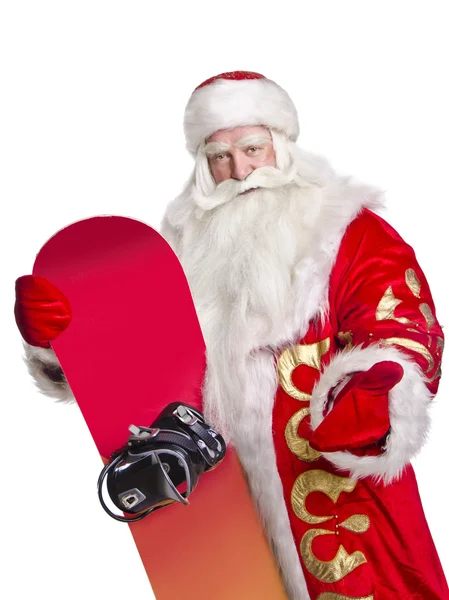 Santa Claus está dando el snowboard — Foto de Stock