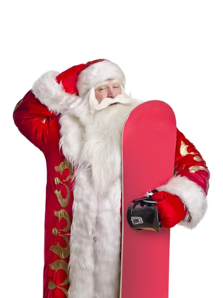 Santa Claus se enorgullece del nuevo snowboard — Foto de Stock