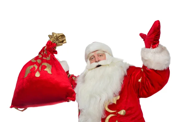 Santa Claus y su bolsa de regalos —  Fotos de Stock