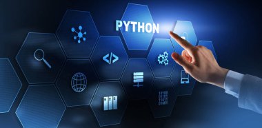 Python Programlama Dili. Sanal ekranda iş akışı soyut algoritma kavramı programlanıyor.
