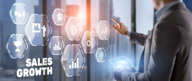 Satış artışı, satış artışı veya iş büyümesi kavramı.