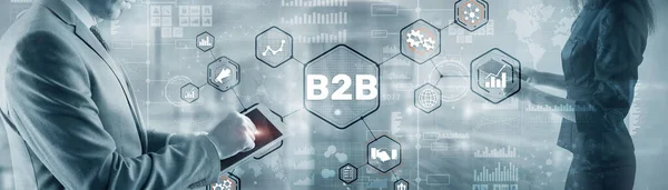 Business to business B2B. Modèle d'affaires sur écran virtuel. — Photo