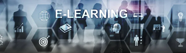 E-learning Educación Internet Webinar Concepto de cursos en línea. Banner panorámico. —  Fotos de Stock