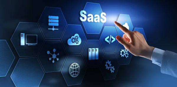 SaaS, Software as a Service. Internet und Netzwerktechnologie-Konzept. — Stockfoto