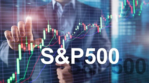 अमेरिकी शेयर बाजार सूचकांक एसपी 500 पर लोग सिल्हूट SPX . — स्टॉक फ़ोटो, इमेज