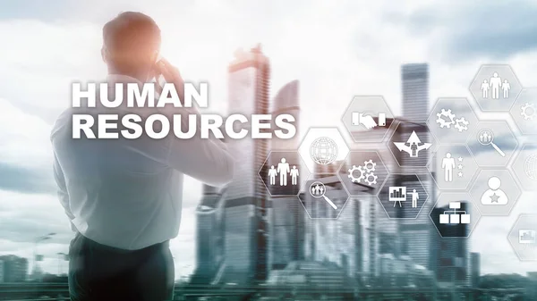 Conceito de gestão de recursos humanos RH. Grupo de recursos humanos, atendimento ao cliente e funcionários. — Fotografia de Stock