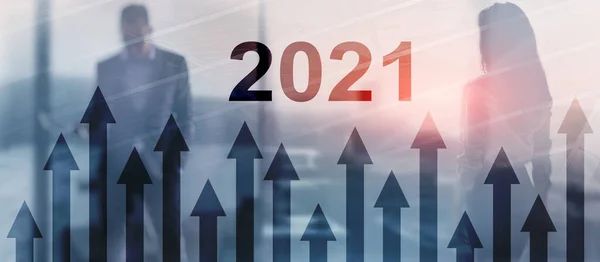New year 2020 금융 성장 그래프에 있는 흐릿 한 비즈니스 배경. — 스톡 사진