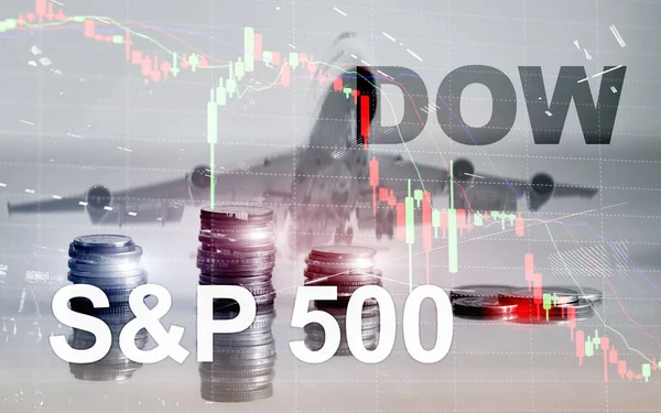 Amerikanischer Aktienmarkt. Sp500 und Dow Jones. Geschäftskonzept für den Finanzhandel. — Stockfoto