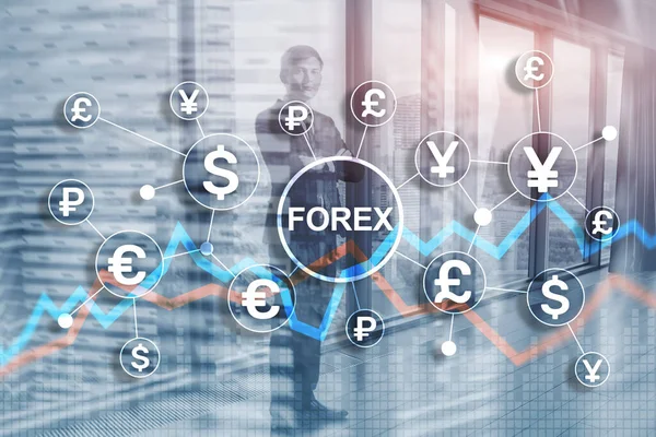 Fondo de la divisa financiera azul. Comercio de bonos de acciones. —  Fotos de Stock