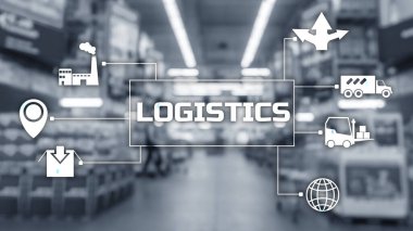 Bulanık süpermarket geçmişi üzerine lojistik ulaşım kavramı.