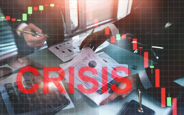Inscriptie financiële crisis. Recessie Economisch concept. — Stockfoto
