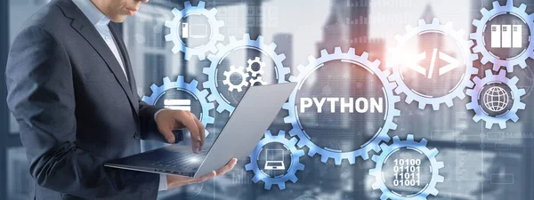 Python magas szintű programozási nyelv. Kommunikációs technológiai koncepció. — Stock Fotó