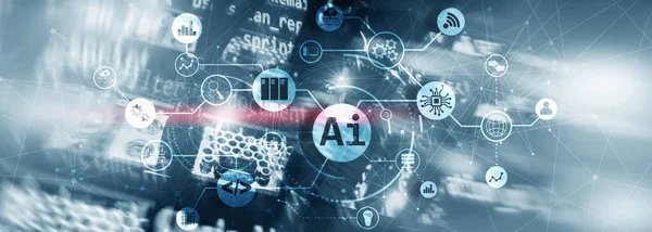 Artificiell intelligens Panoramabakgrund. För ditt affärsprojekt. Ai Technology 2020. — Stockfoto
