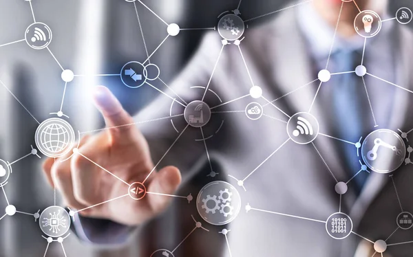 Soyut arka planda otomasyon yenilik kavramı üretiliyor.