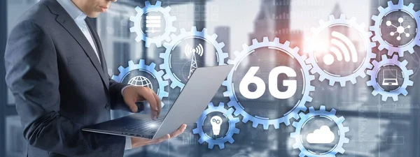 6G Современная промышленная технология высокоскоростного интернета. — стоковое фото