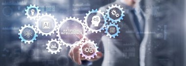 Yapay zeka makinesi sinir ağını öğreniyor. Yenilik teknolojisi konsepti. Karışık ortam.