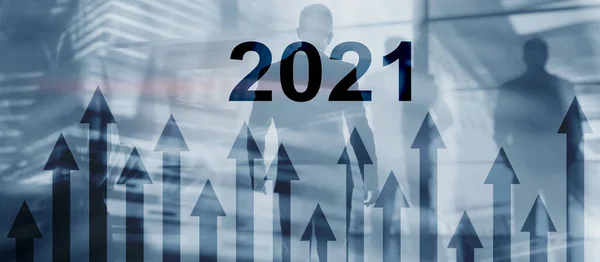 Új év 2020 Pénzügyi növekedési grafikon az üzleti háttér elmosódásáról. — Stock Fotó
