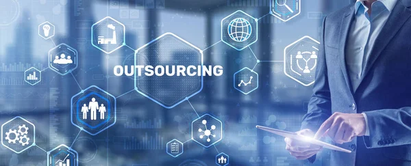 Outsourcing 2021 Recursos Humanos Conceito de Tecnologia de Negócios na Internet. — Fotografia de Stock