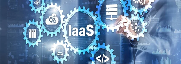 IaaS Infrastructure as a Service. Blue Online Gear Internet und Netzwerkkonzept. — Stockfoto