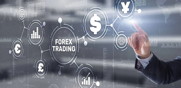 Inscrição Forex Trading na tela virtual. Conceito de Bolsa de Valores. — Fotografia de Stock