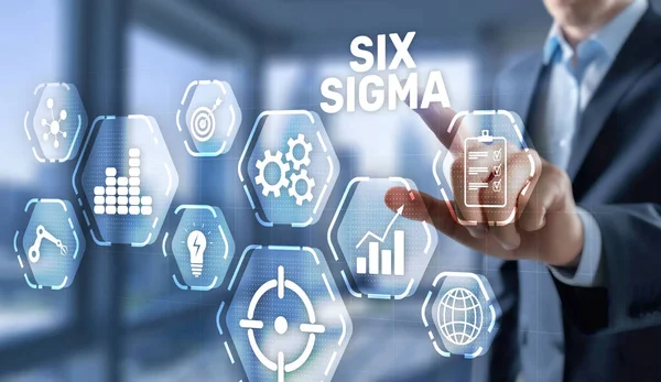 Six Sigma Manufacturing Contrôle de la qualité et amélioration des processus industriels concept. — Photo