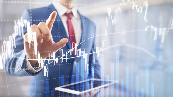 Forex trading, Financial market, Investment concept on business center background. — Stock Photo, Image