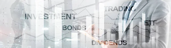 Bonos de inversión Dividendos Concepto ETF. Contexto de presentación. — Foto de Stock