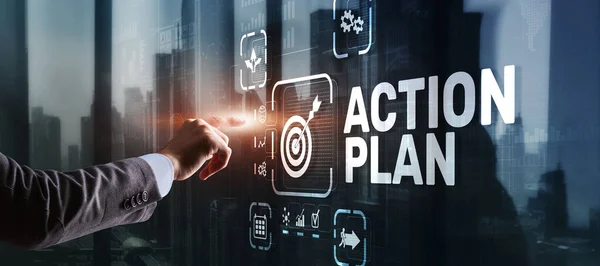 Business Action Plan strategy concept on virtual screen. Time management. — Stock Photo, Image