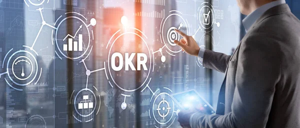 Doelstellingen en belangrijkste resultaten OKR. Methoden voor projectbeheer. — Stockfoto
