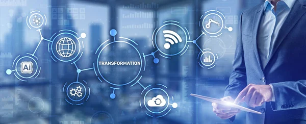 Digitale Transformation für Unternehmen. Zukunft und Innovation Internet und Netzwerkkonzept. Technischer Hintergrund. — Stockfoto