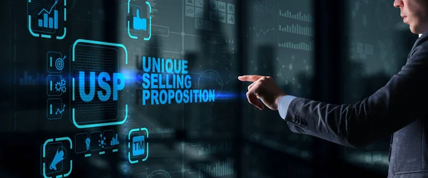 USP. Inscription Unique selling proposition on Virtual Screen. Marketing and technology concept. — Stock Photo, Image