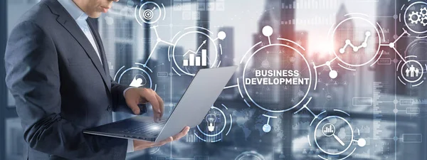 Business Development Planning. Beschriftung des virtuellen Bildschirms in 3D. — Stockfoto
