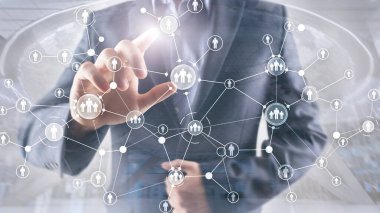 HR İnsan Kaynakları Yönetimi Halkların İlişki Organizasyonu Yapısı Sanal Ekran Karışık Ortam.