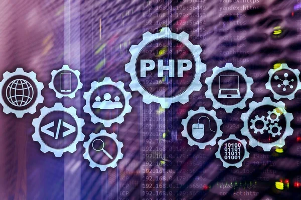 PHP programming language. Developing programming and coding technologies. Cyber space concept.