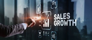 Satışlar Büyüyen Adam sanal 3 boyutlu ekrana yazıyı tıklattı