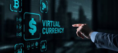 Sanal Para Takas Yatırım Konsepti. Finansal Teknoloji Geçmişi