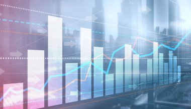 Finans Çizelgesi. Modern Şehir geçmişi üzerine Forex Exchange Investment Fintech konsepti ticareti