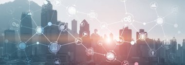 İş organizasyonel yapı yeniliği otomasyon teknolojisi panoramik web sitesi başlık arkaplanı