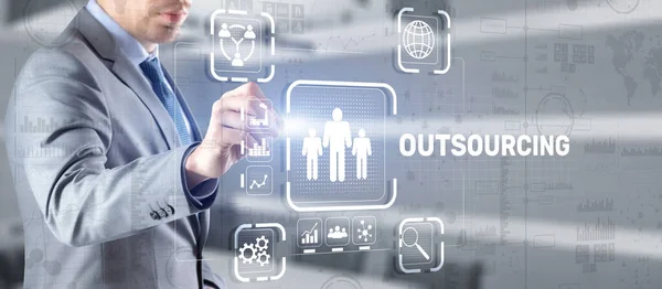 Outsourcing von Unternehmen Humanressourcen Internet-Finanzierung Technologie-Konzept — Stockfoto