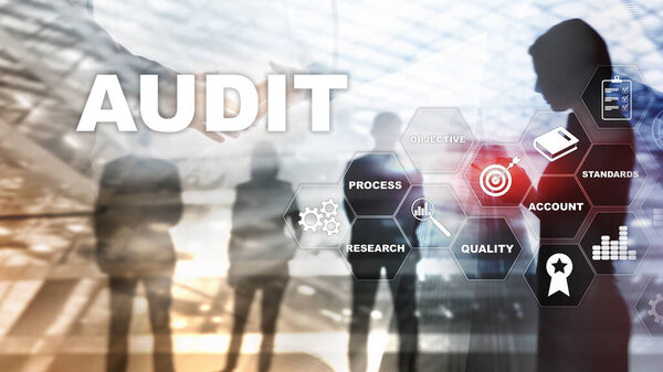 Audit business and finance concept. Analysis Annual Financial Statements, Analyze return on investment. Mixed media abstract background.