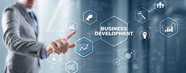 Business Development Planning. Beschriftung des virtuellen Bildschirms in 3D — Stockfoto