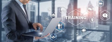 Eğitim Webinar E-öğrenim. Finansal teknoloji ve iletişim konsepti