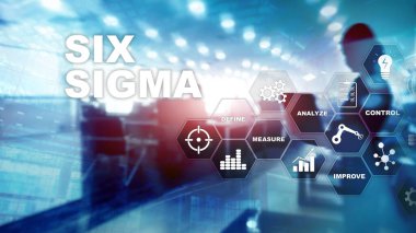 Altı Sigma, üretim, kalite kontrol ve endüstriyel süreç geliştirme konsepti. İş, İnternet ve Teknoloji.